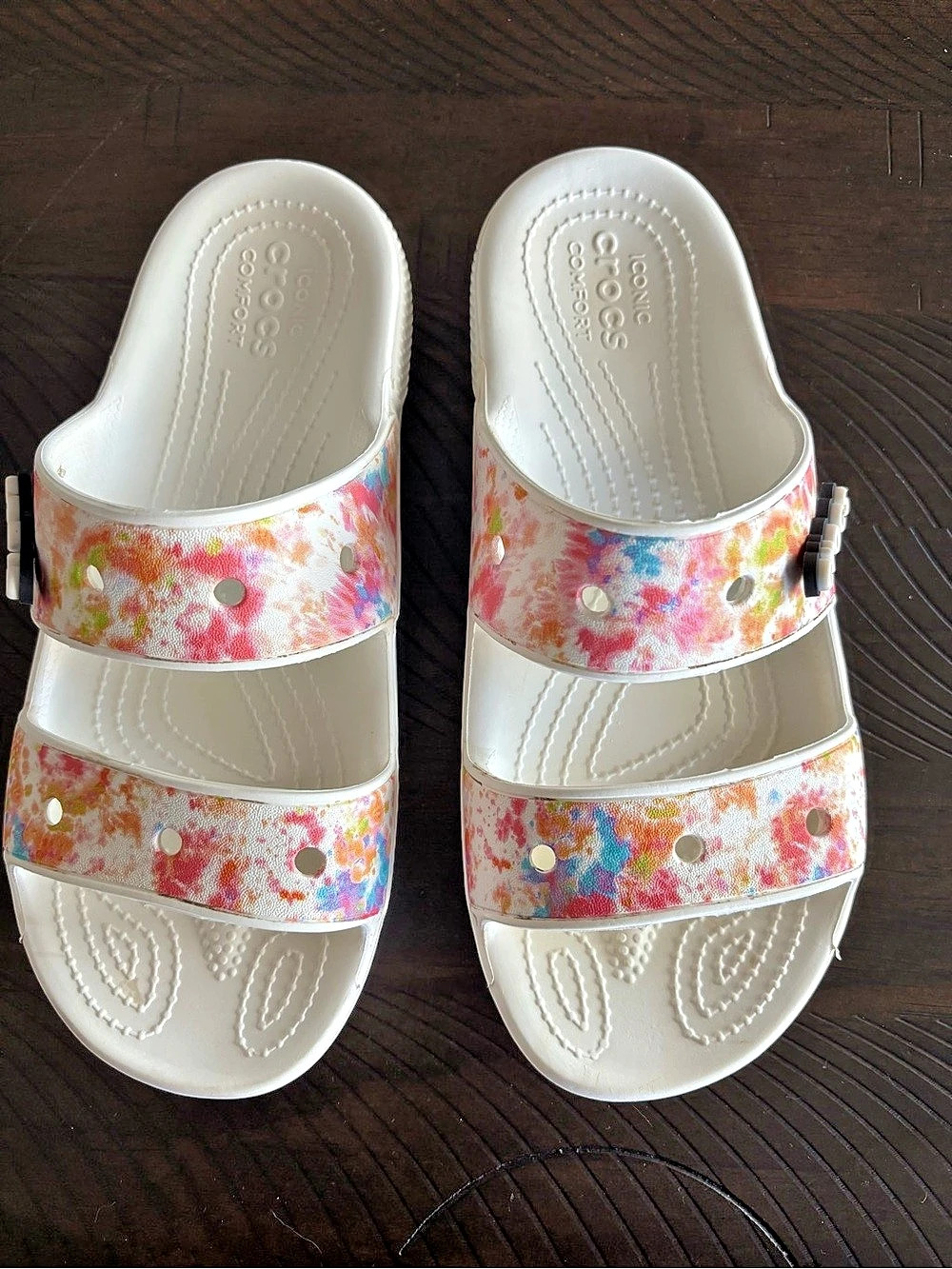 Crocs Classic Tie Dye Graphic Two-Strap Slide Sandals Size 8